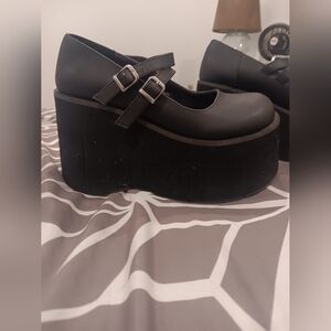 Demonia Kera-08 Mary Jane platform shoes in black vegan leather Size 9